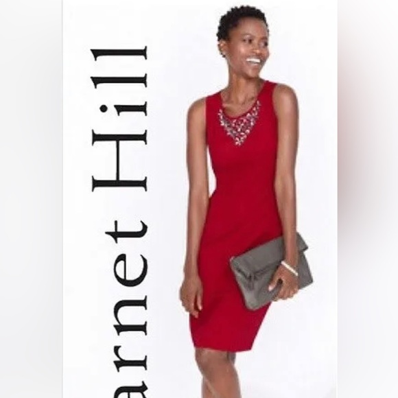 Garnet Hill Ponte Sheath Dress, Ruby size 12 - Picture 2 of 3